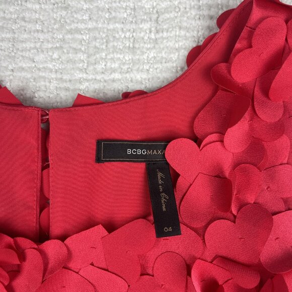 BCBGMAXAZRIA Red 3D Heart Sleeveless Mini Dress Size 4 Valentine Party - Picture 8 of 16